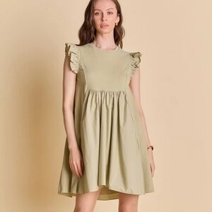 English Factory Ruffle Sleeve Mixed Mini Dress